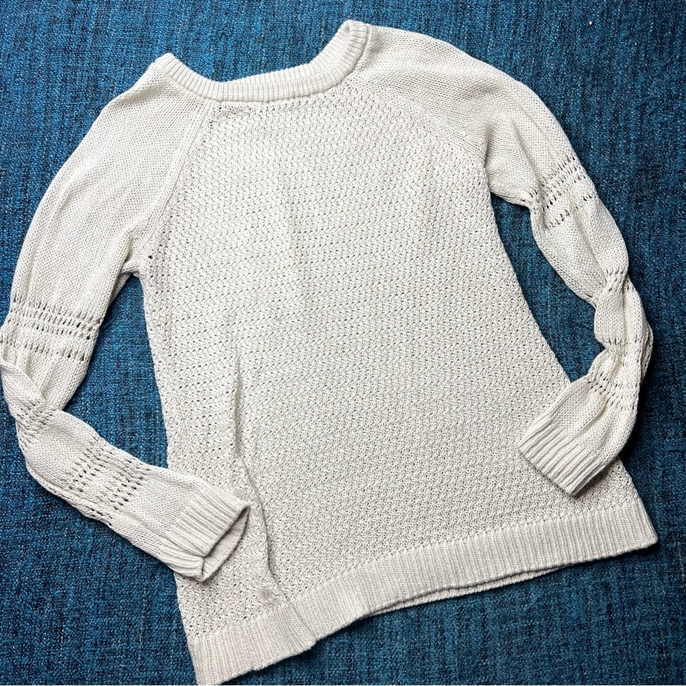 Tommy Bahamas Open Knit Sweater in Light Cream Women's Size Large Cotton Blend